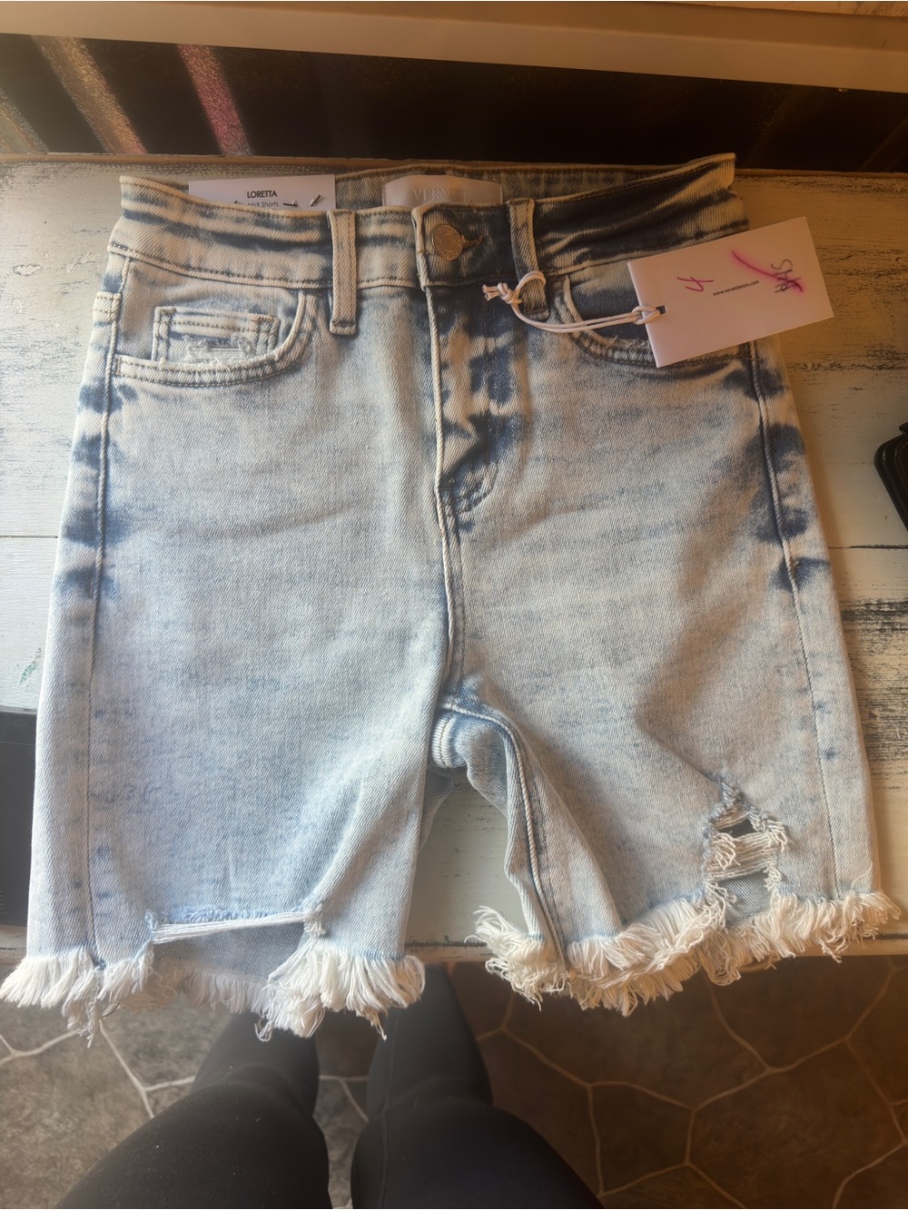 Loretta Light Blue High-Rise Distressed Denim Shorts